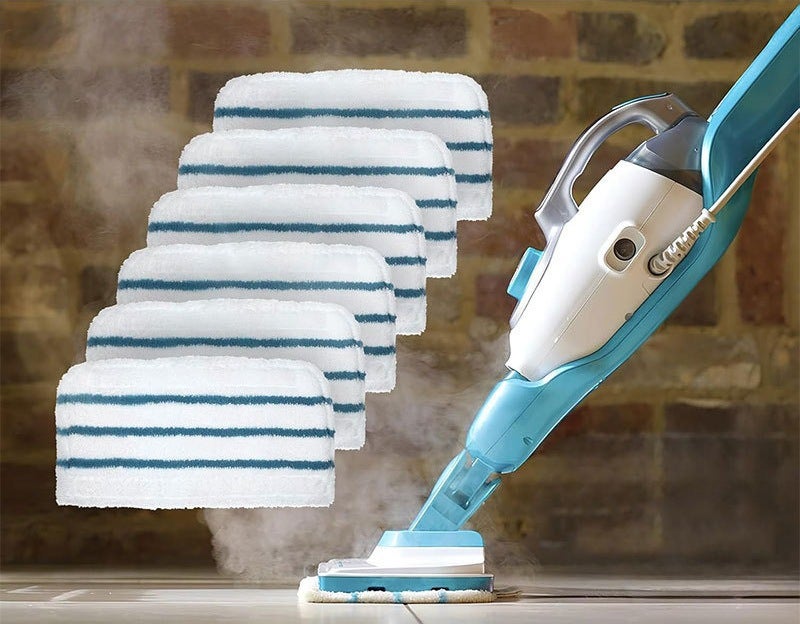 6 wymiennych wkładów z włókna do mopa parowego Black&amp;Decker FSM1300/1600/1610 - Zmywalne wkłady