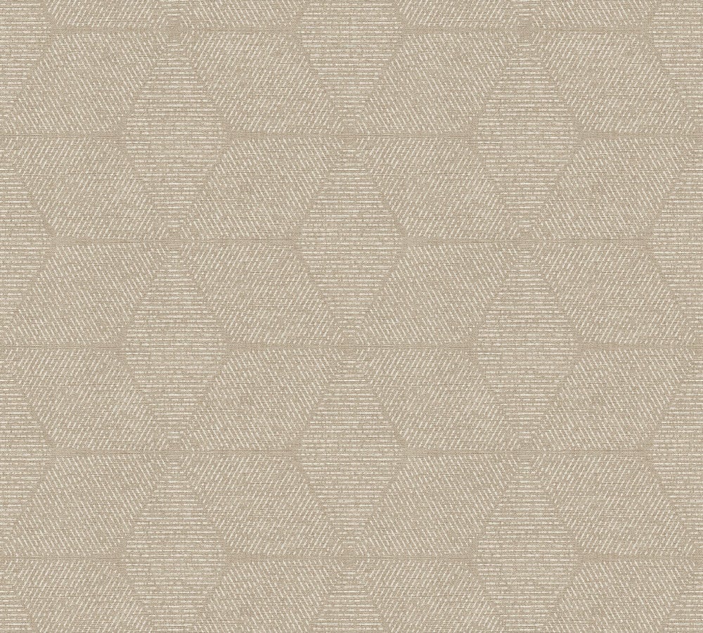 A.S. Création, carta da parati in tessuto non tessuto, carta da parati grafica, geometrica, rotolo 10,05 m x 0,53 m, AS390911, beige, bianco - 6