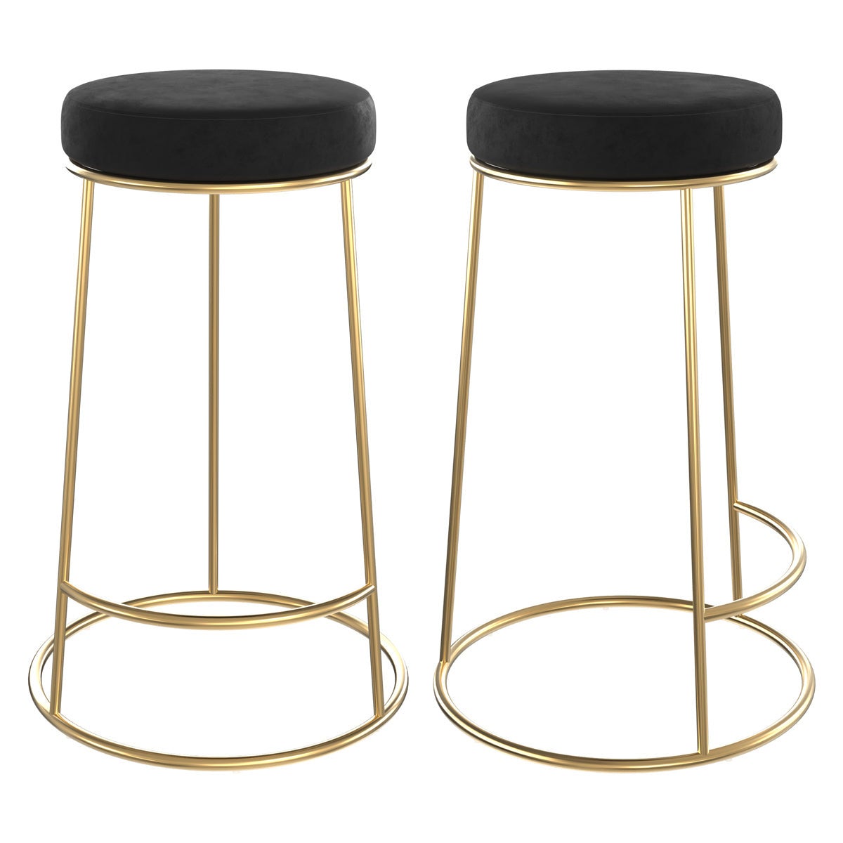 Set de 2 sillas para isla de cocina de terciopelo negro 63 cm - kendal