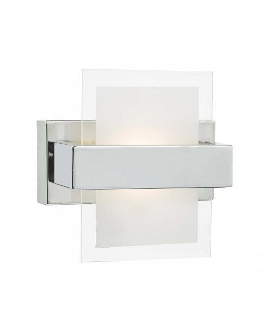 Applique murale Apt chrome poli et verre à facettes blanc 1 ampoule