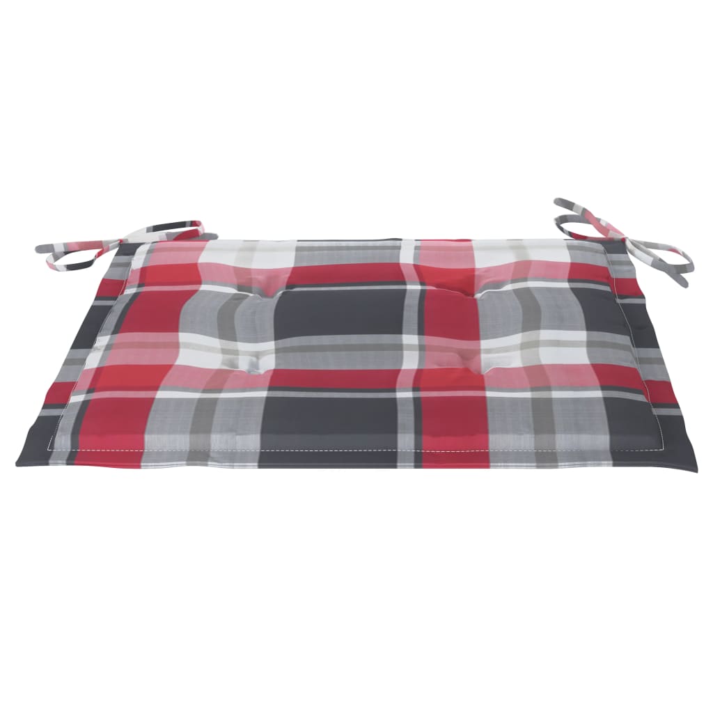 Maison Exclusive - Sedie da Giardino Cuscini Motivo Quadri Rosso 2pz Massello Teak - 9