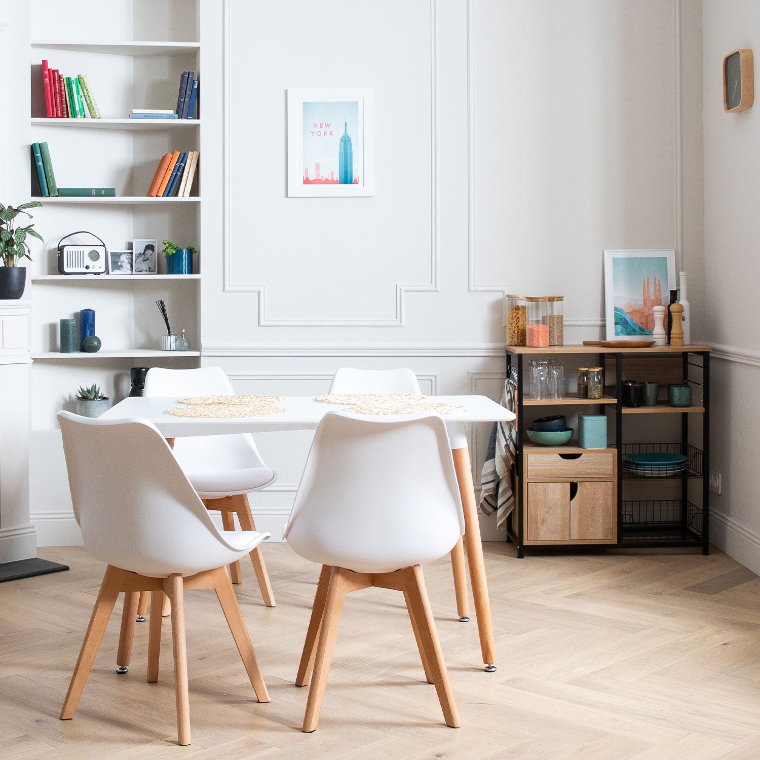 Ensemble table rectangulaire 120cm PIA et 4 chaises NORA blanc - 5