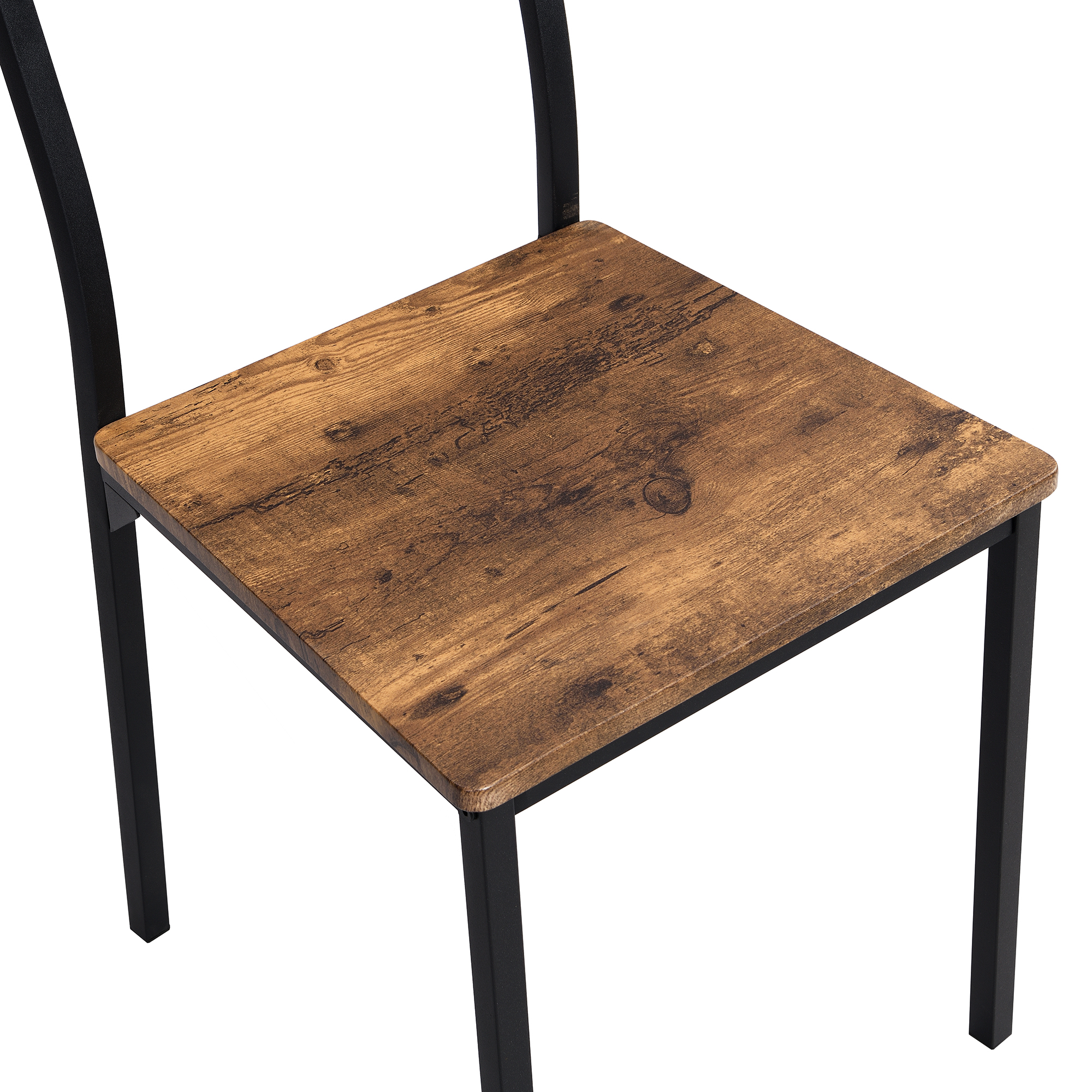 Ensemble Table et 4 Chaises 1 Banc - 6 places - cadre en acier - style industriel - Marron - 8