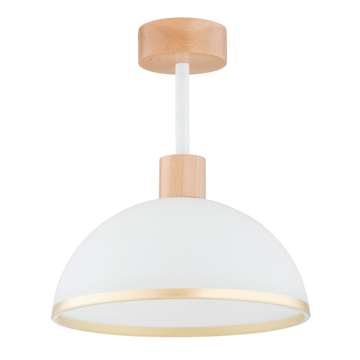 Lampa sufitowa wisząca Zino jasne drewno-biała-złota 1xE27x15W do kuchni wym: 36 x 30 x 30 cm metal Alfa