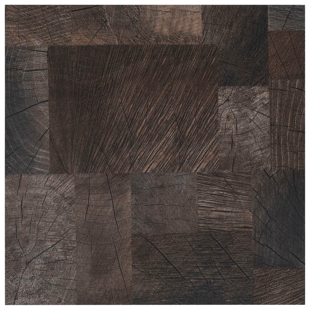 Dalle de plancher autoadhésif PVC 5,11 m² marron structure bois - 5