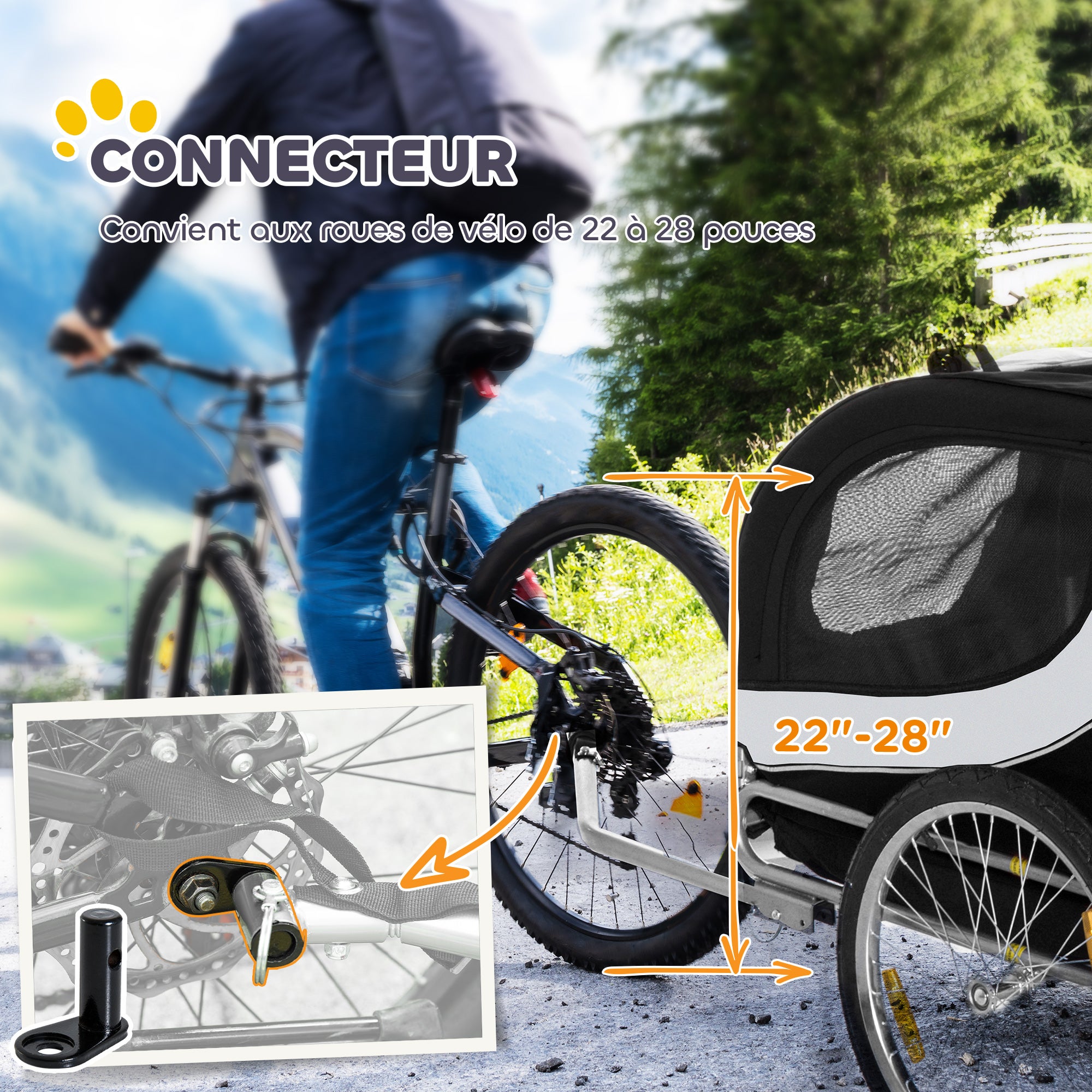 Remorque vélo pour chien animaux Acier PawHut - 6