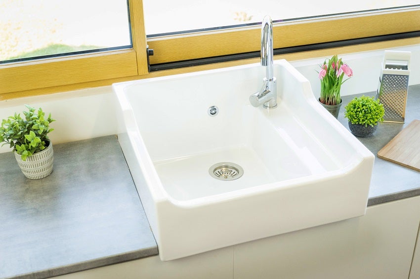 Evier Céramique Timbre D'office 1 Bac Vintage Blanc 60cm - 3