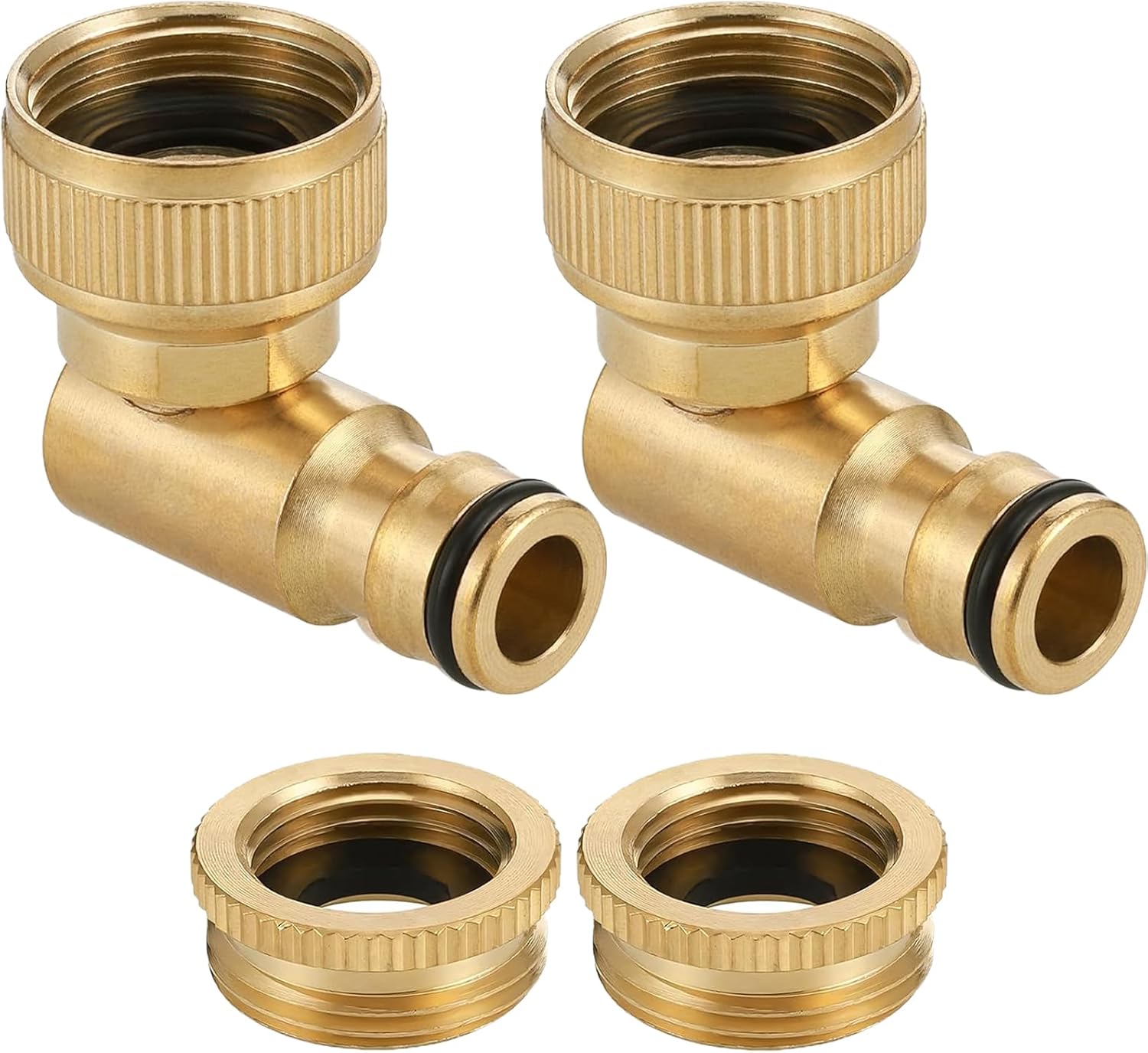 sztuki mosiężnych przyłączy kolankowych 3/4", kątowych 90°, z gwintem żeńskim, obrotowych 360°, adapterów do kranów ogrodowych i zewnętrznych