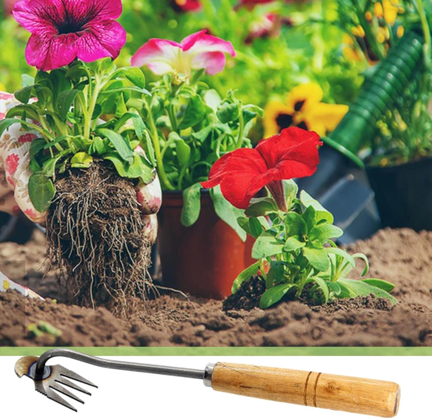 Arrache Mauvaise Herbes Jardinage, Outil Arrache Mauvaises Herbes, Extracteur Mauvaises Herbes, Rateau Desherbage, poignées - 5