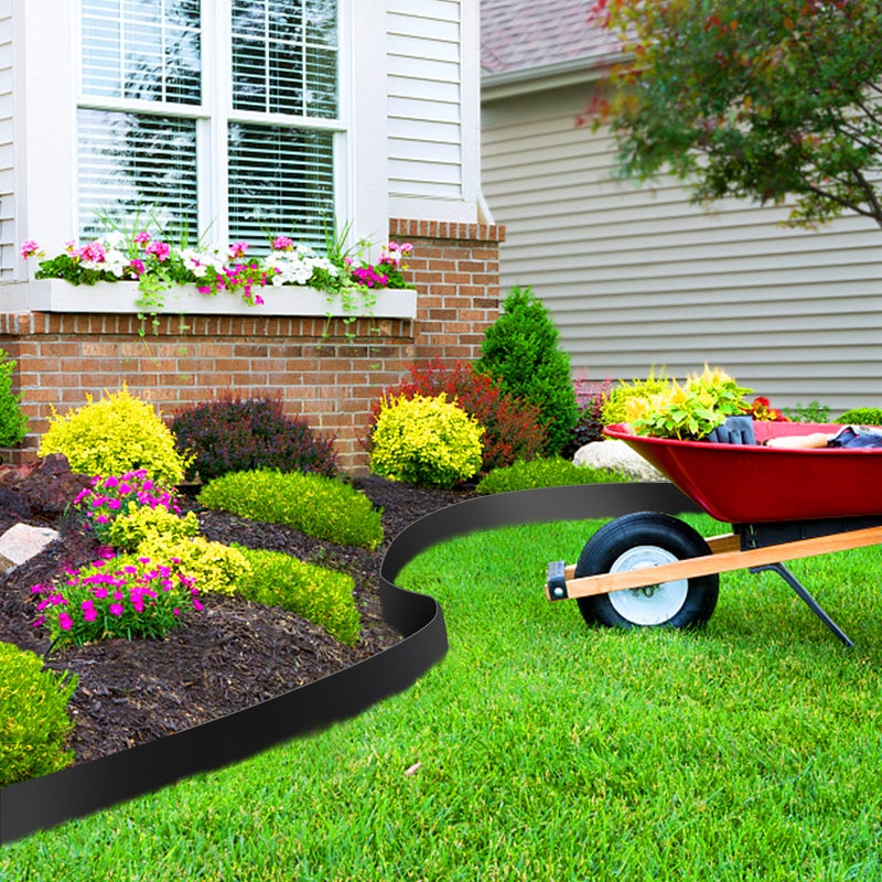 Bordure de jardin DIY Bordure de pelouse Bordure de gazon Galvanisé Métal Bordure de chemin Bordure de parterre Noir 100x15cm 10m - 5