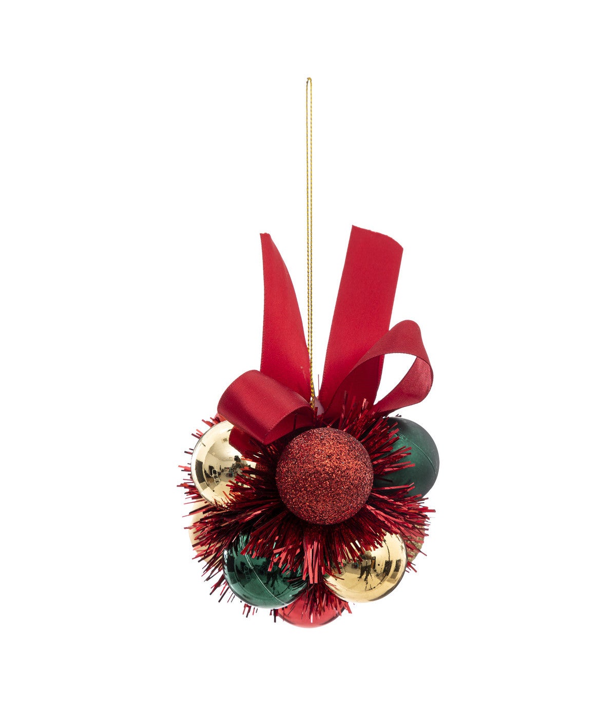 Grappe de 11 Boules de Noël à suspendre déco ruban rouge Leroy Merlin