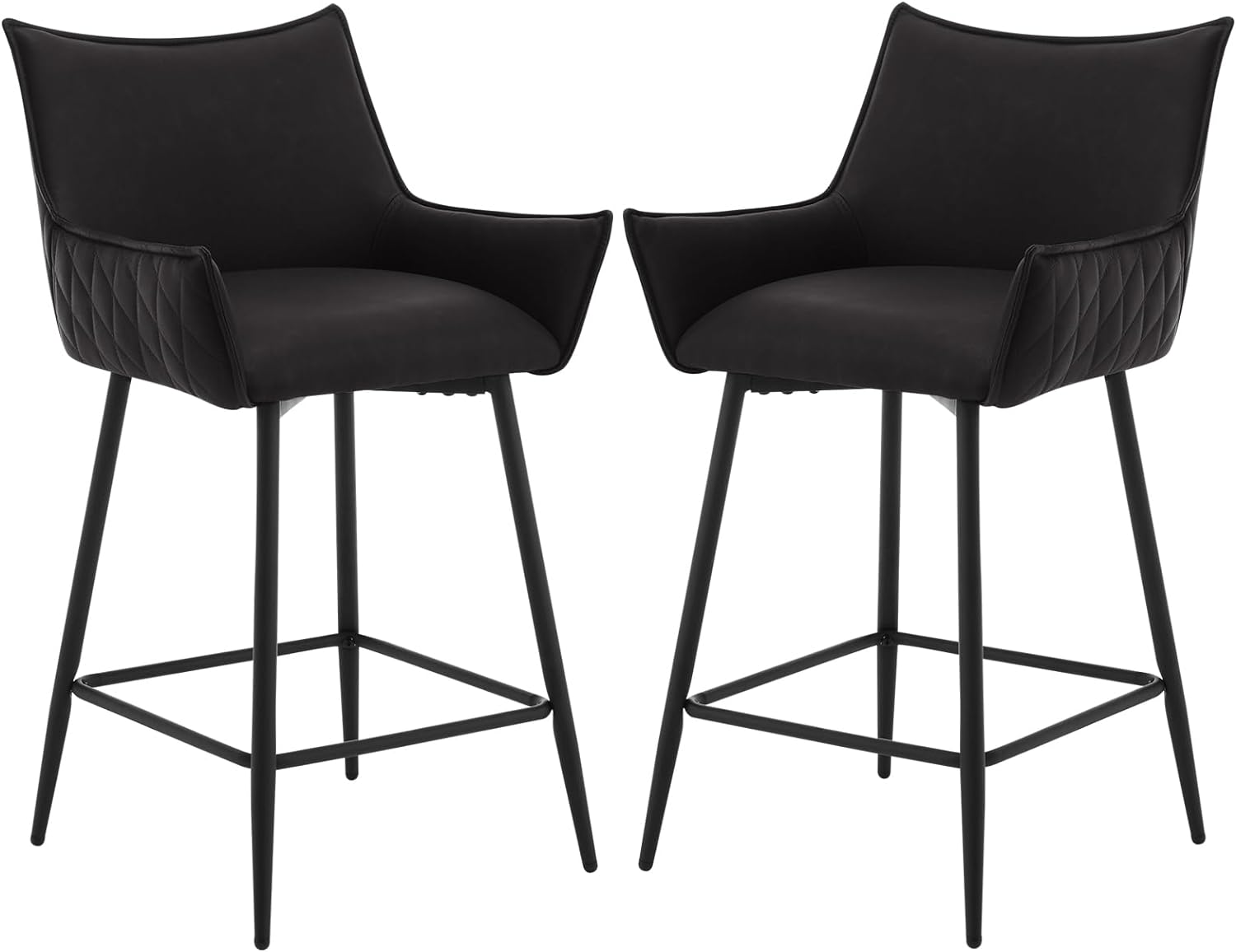 Lot De 2 Tabourets De Bar WOLTU - Similicuir Marron Avec Accoudoirs Et Dossier