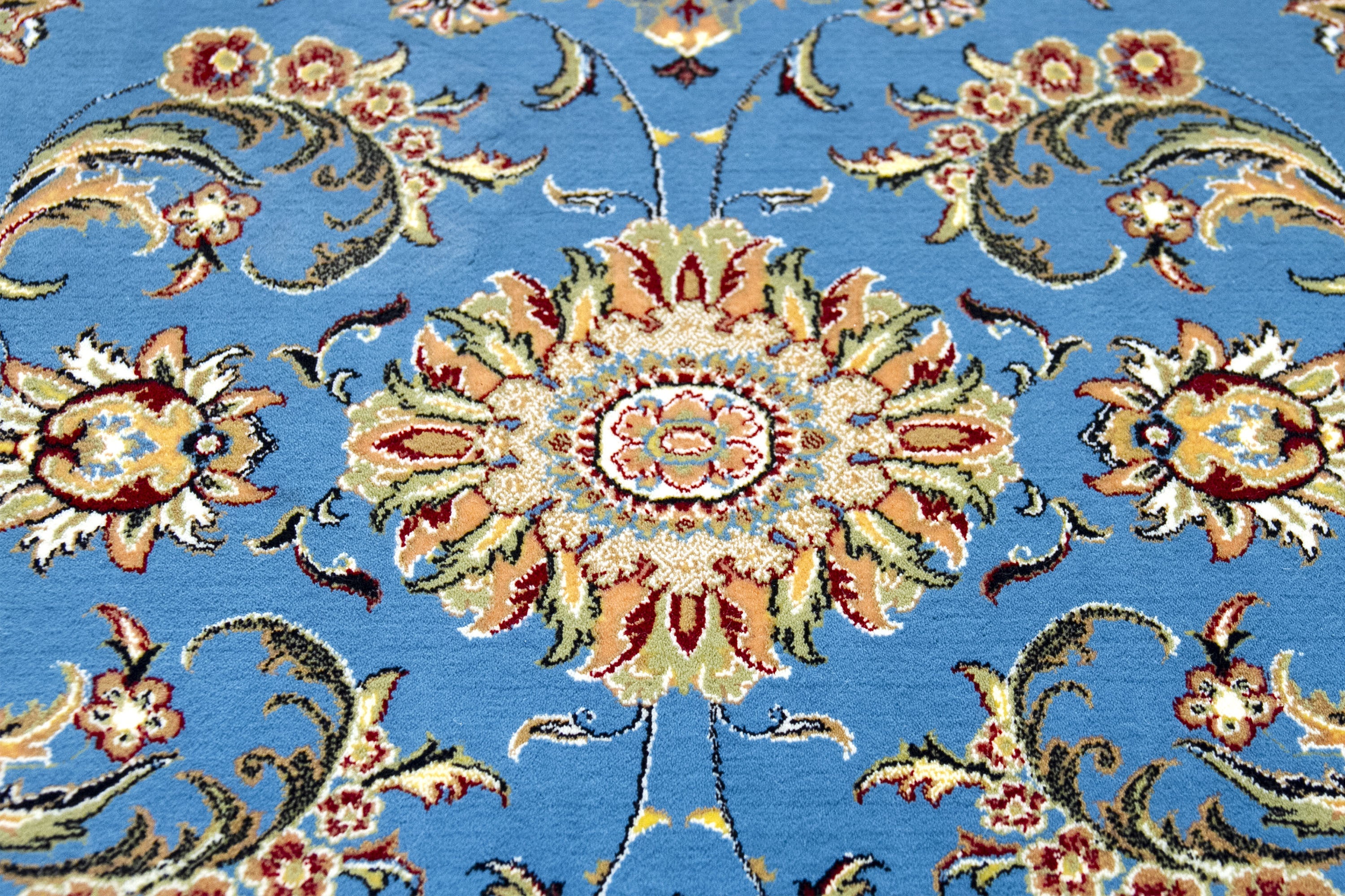Hamid - Tapis 225x150cm motif floral oriental bleu - 4