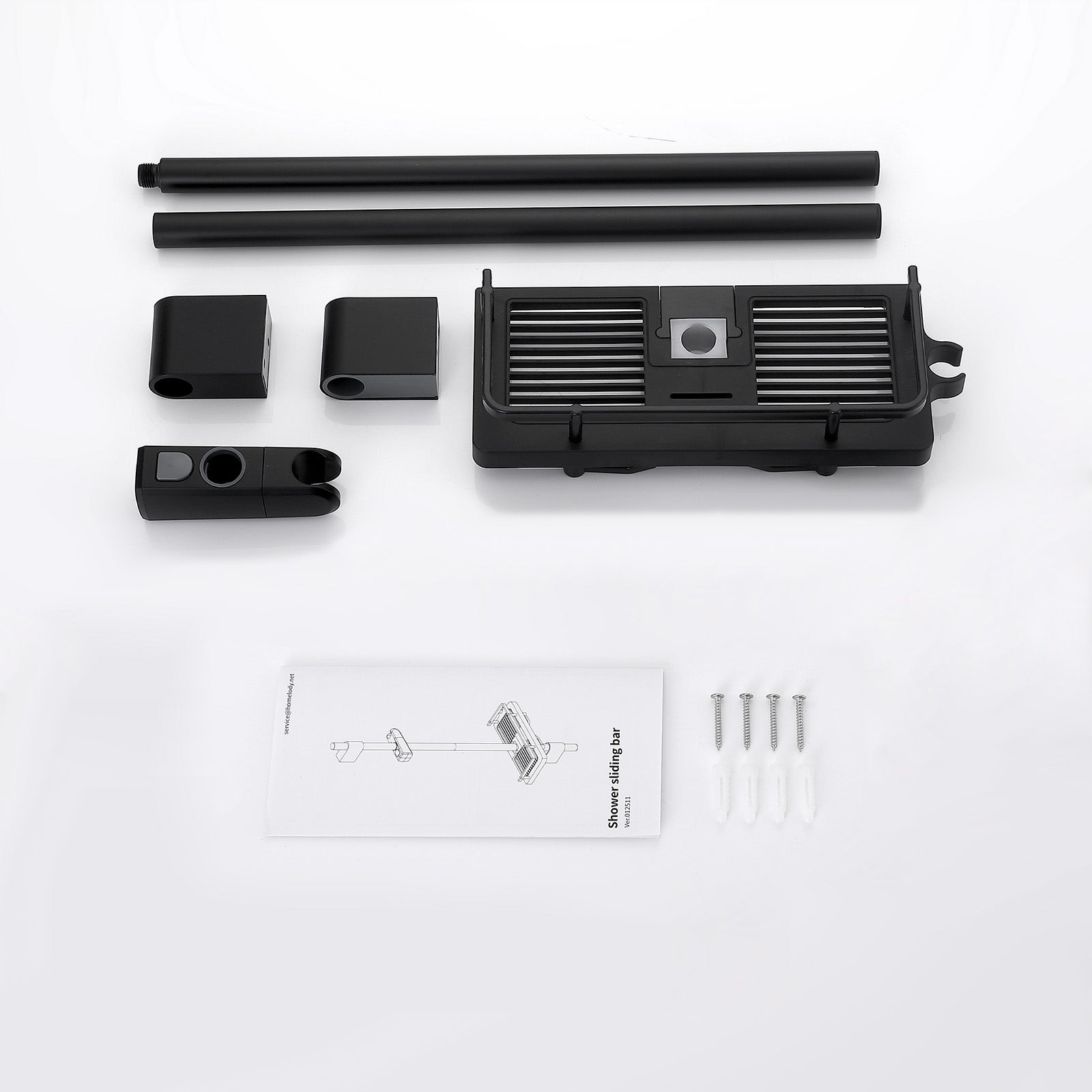 Barre de Douche Noir Réglable 900 mm avec Étagère Coulissante Intégrée, Support Ajustable Sans Perçage Supplémentaire, en Acier Inoxydable - 8