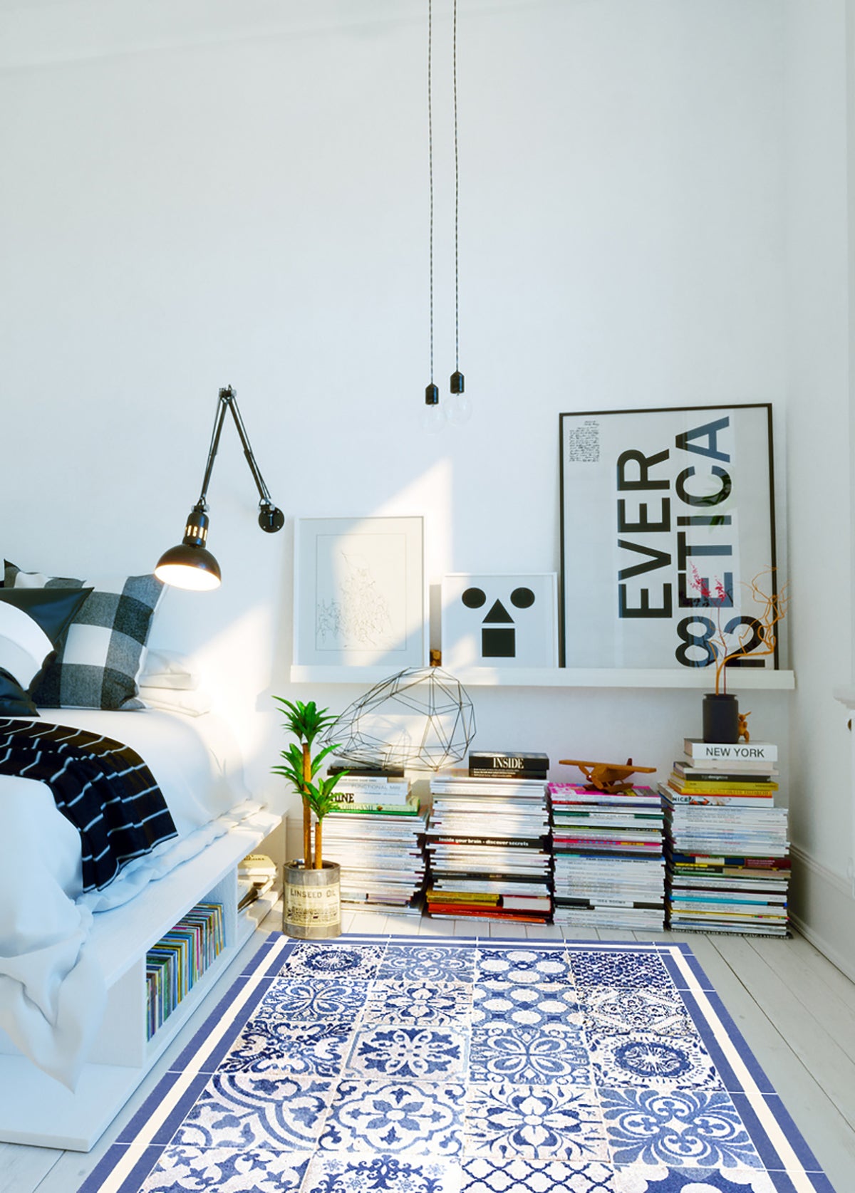 Tappeto antiscivolo in vinile Giulietta 200x266 cm - PVC stampato, lavabile, ignifugo, per il salotto o la cucina, stile idraulico, blu - 4