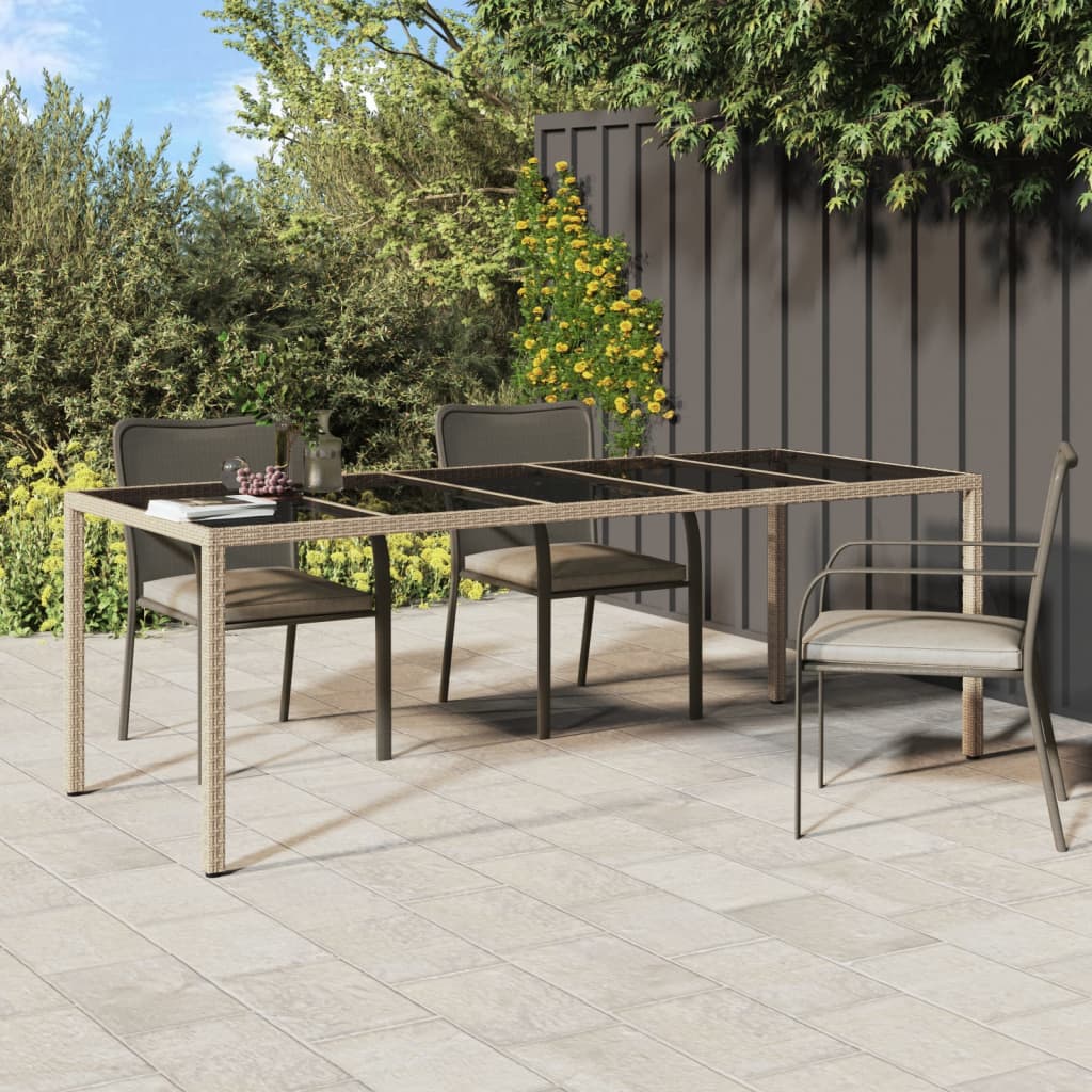 Maison Exclusive - Tavolo Giardino Beige 250x100x75cm Vetro Temperato e Polyrattan - 8