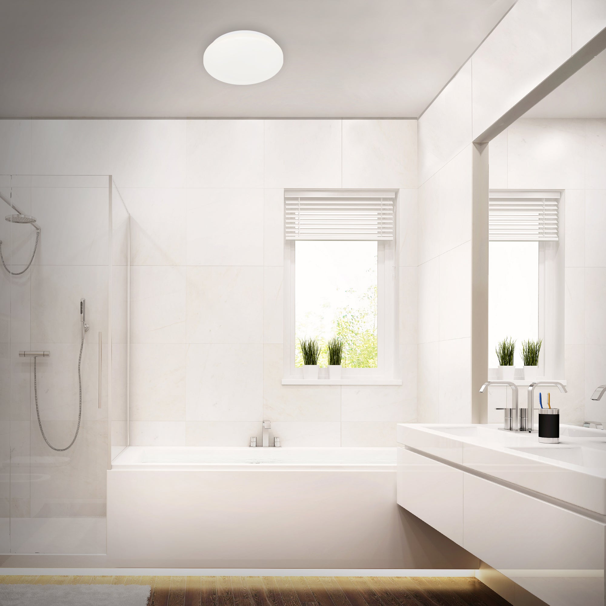 Lampe LED pour salle de bain BRILONER LEUCHTEN KALMUS, 10 W, 900 lm, IP44, blanc, plastique, Ø 22 cm - 2