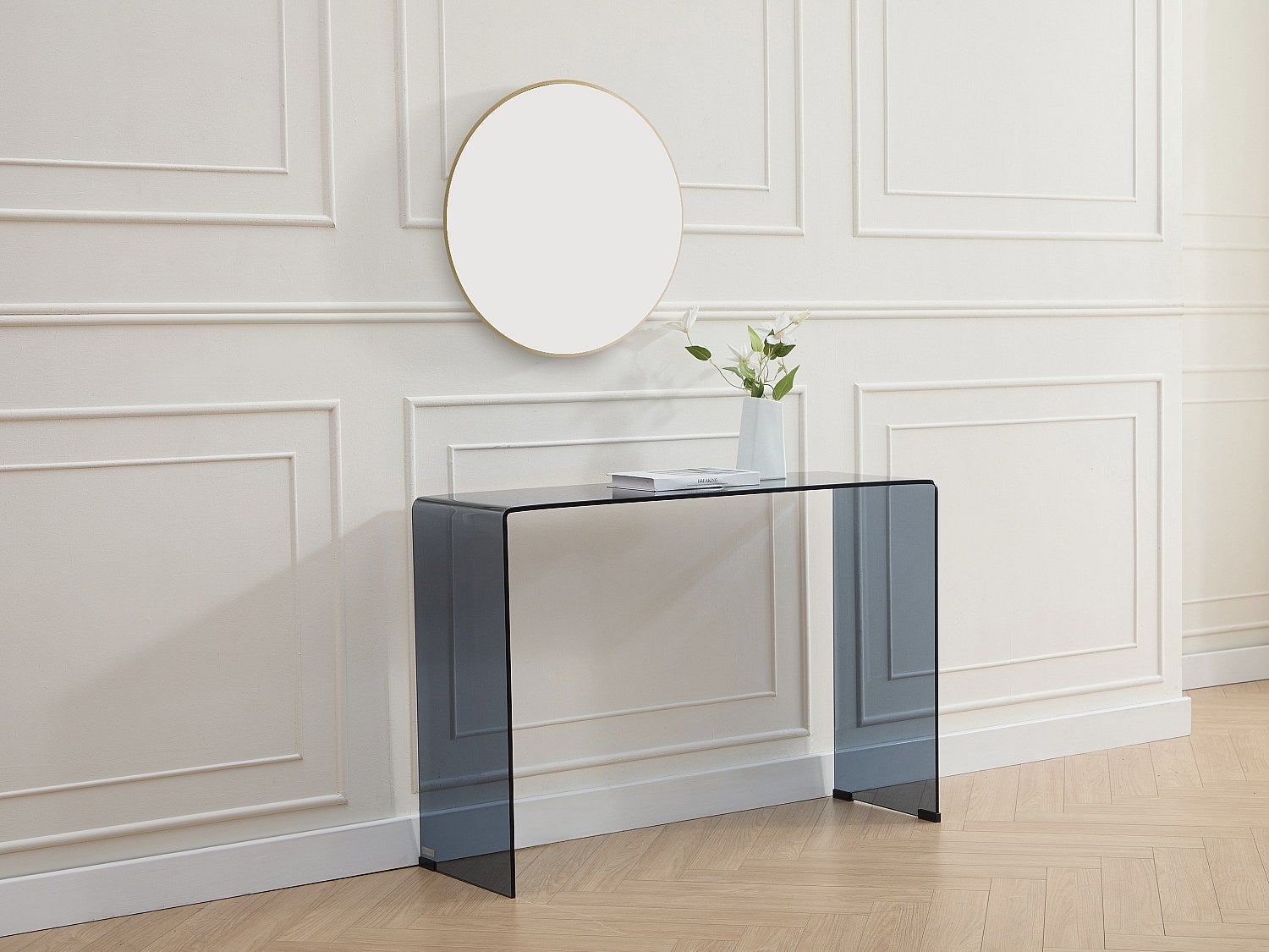 Konsola z giętego dymionego szkła hartowanego - Czarny - ALONZO