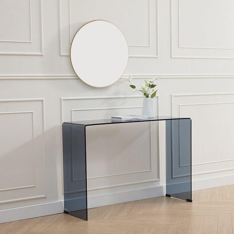 Konsola z giętego dymionego szkła hartowanego - Czarny - ALONZO