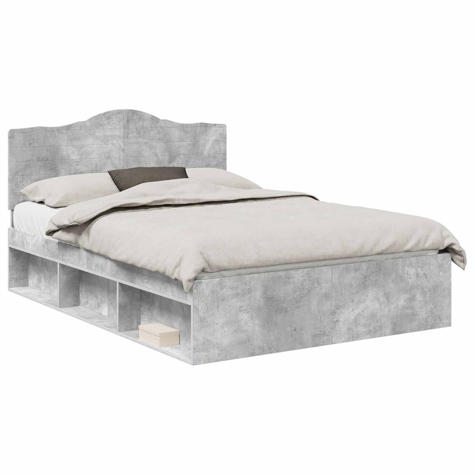 Cadre de lit Gris Béton 150 x 200 cm Pin massif - 2