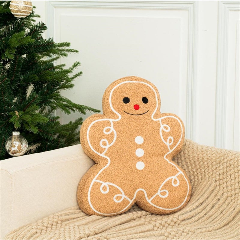 Almofada em forma de biscoito de gengibre para decoração de Natal, sofá, sala e cama, 33x43 cm - 2