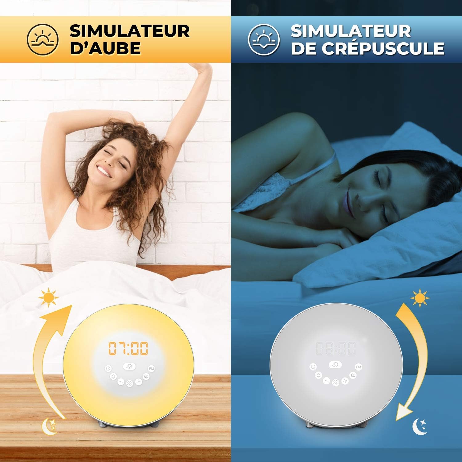 Réveil Lumineux - Simulateur d'aube - Avec Option Afficheur Eteint - Vivez des Matins Plus Zen - Reveil Lumière Progressive - 3