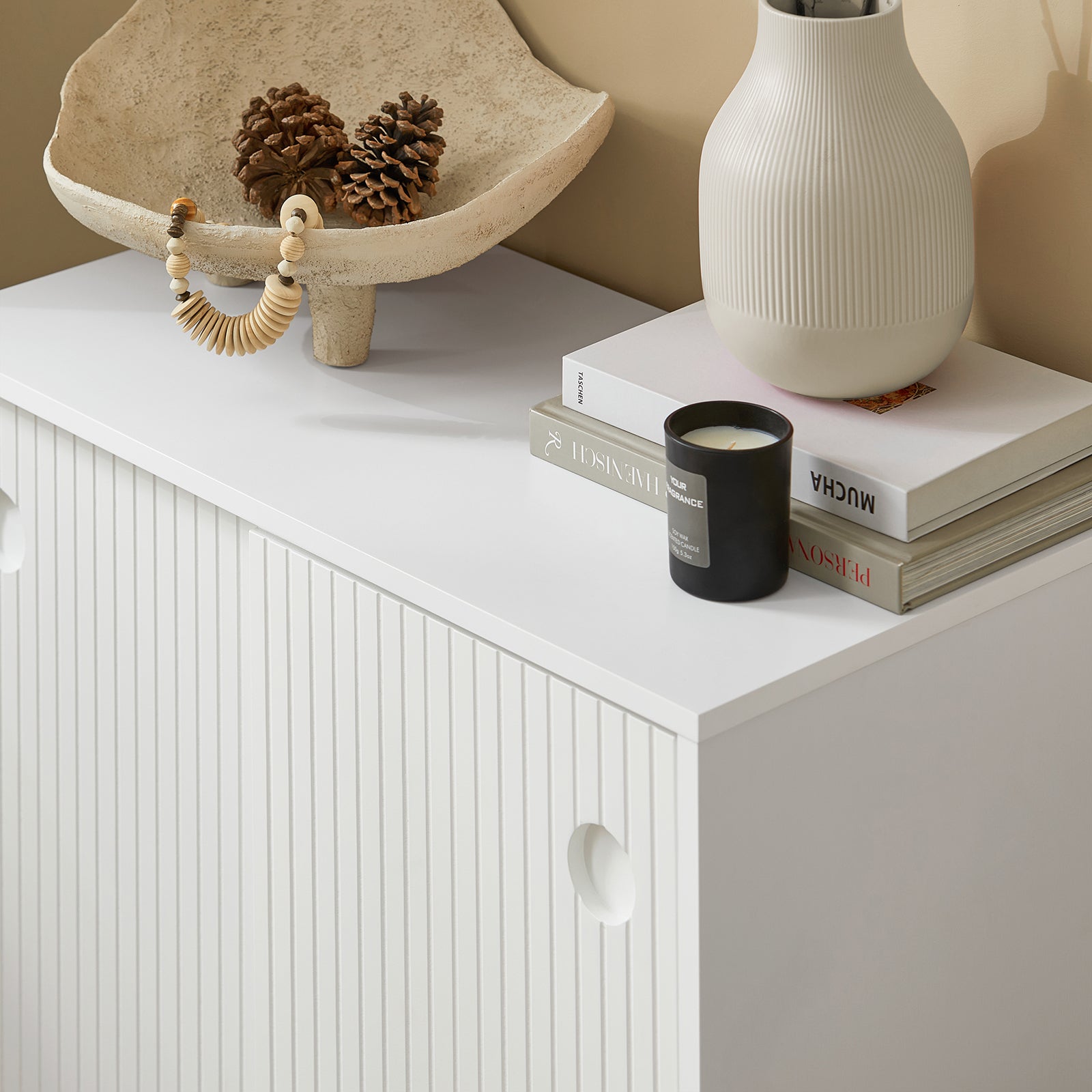 Aparador para hall de entrada com porta de correr e prateleira ajustável 70 x 37 x 87 cm Branco FSB62-W SoBuy PT - 6