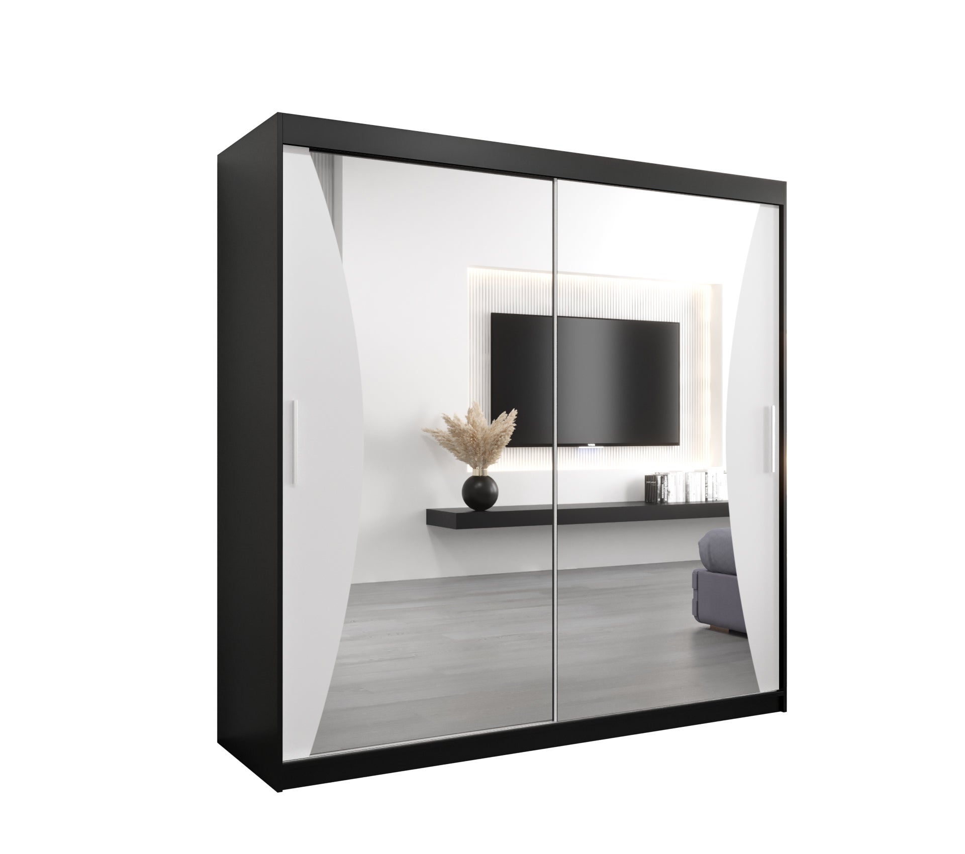 Szafa przesuwna garderoba MONACO 200 x 62 x 200 cm Czarny + Biały - Abiks Meble