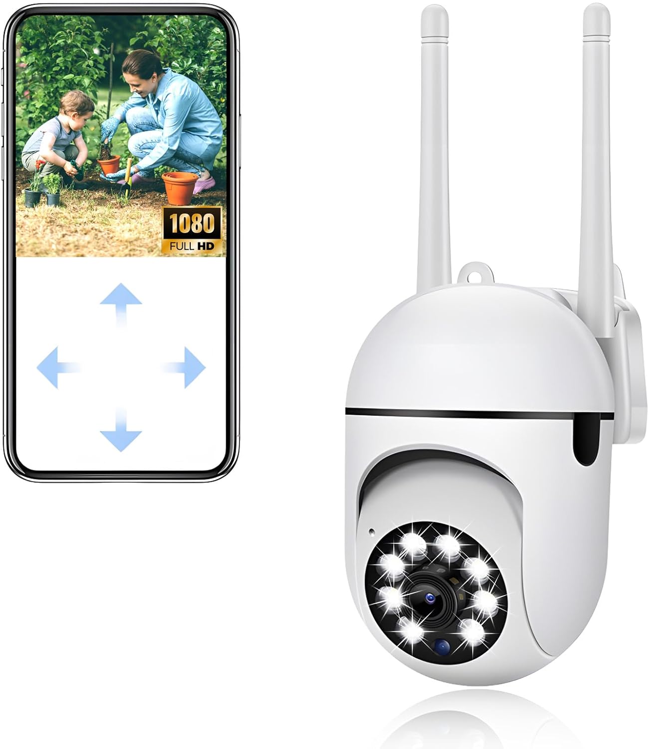 Kamera Monitoringu WiFi Zewnętrzna/Wewnętrzna 1080P - Noktowizja Kolorowa - Obrót 355° - Wykrywanie Ruchu