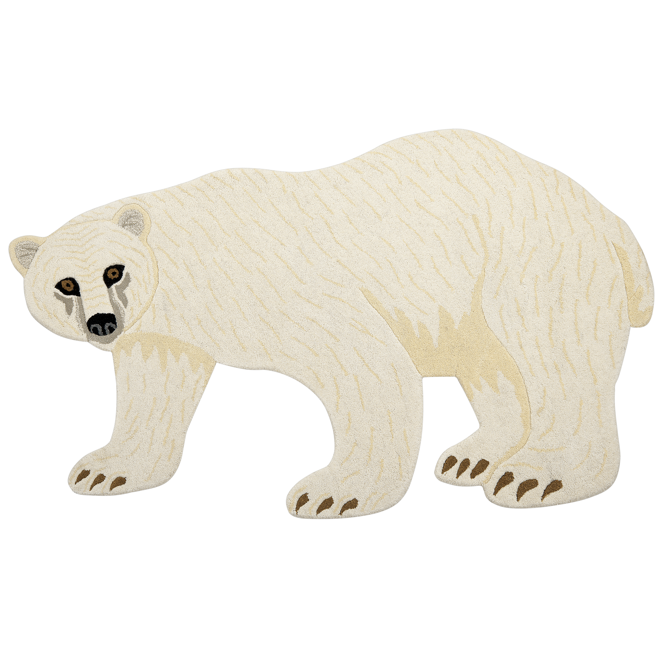 Beliani alfombra infantil de lana blanca motivo oso polar 100 x 160 cm iorek