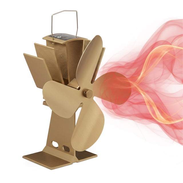 Ventilateur ouvert sans courant, sans bruit, cheminée et fours, la chaleur, 4 lames, pour cheminée, bronze, Relaxdays