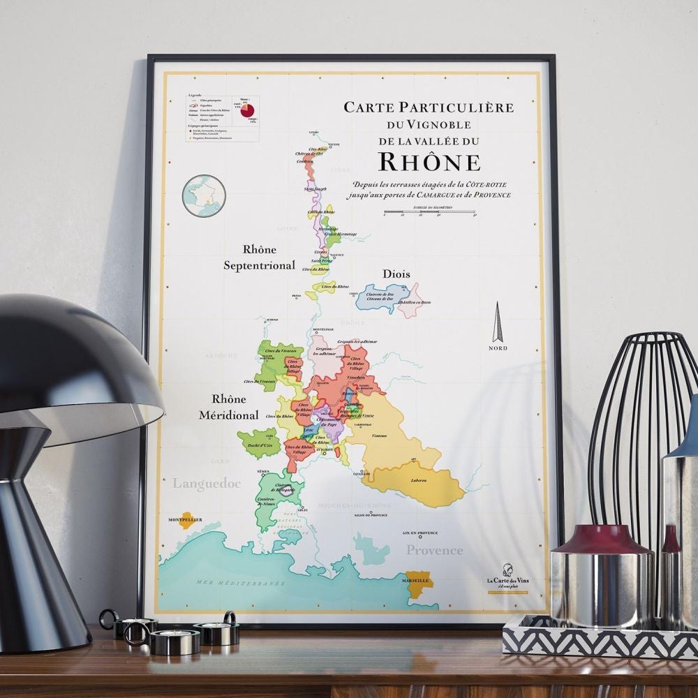 Affiche 50x70 cm - La Carte des Vins du Rhône - LA CARTE DES VINS SVP - 2