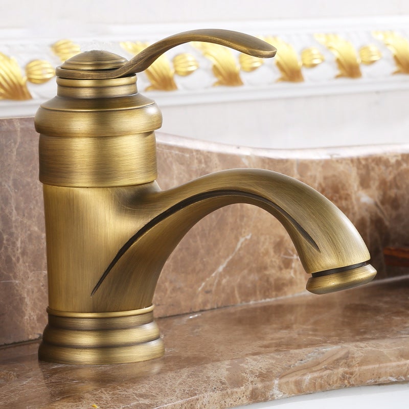 Bateria umywalkowa, bateria łazienkowa, bateria umywalkowa retro z regulacją ciepłej i zimnej wody - brąz antyczny (bez węża)