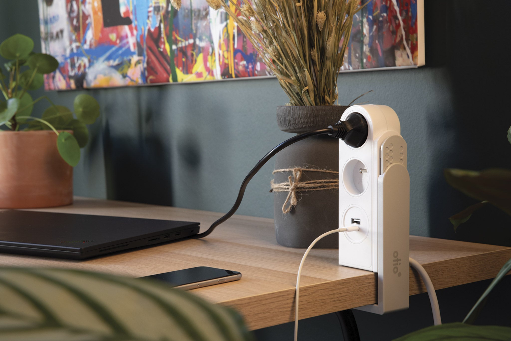 Bloc multiprise Gekko clipsable - 2 prises + 2 ports USB - Blanc - Otio - 7