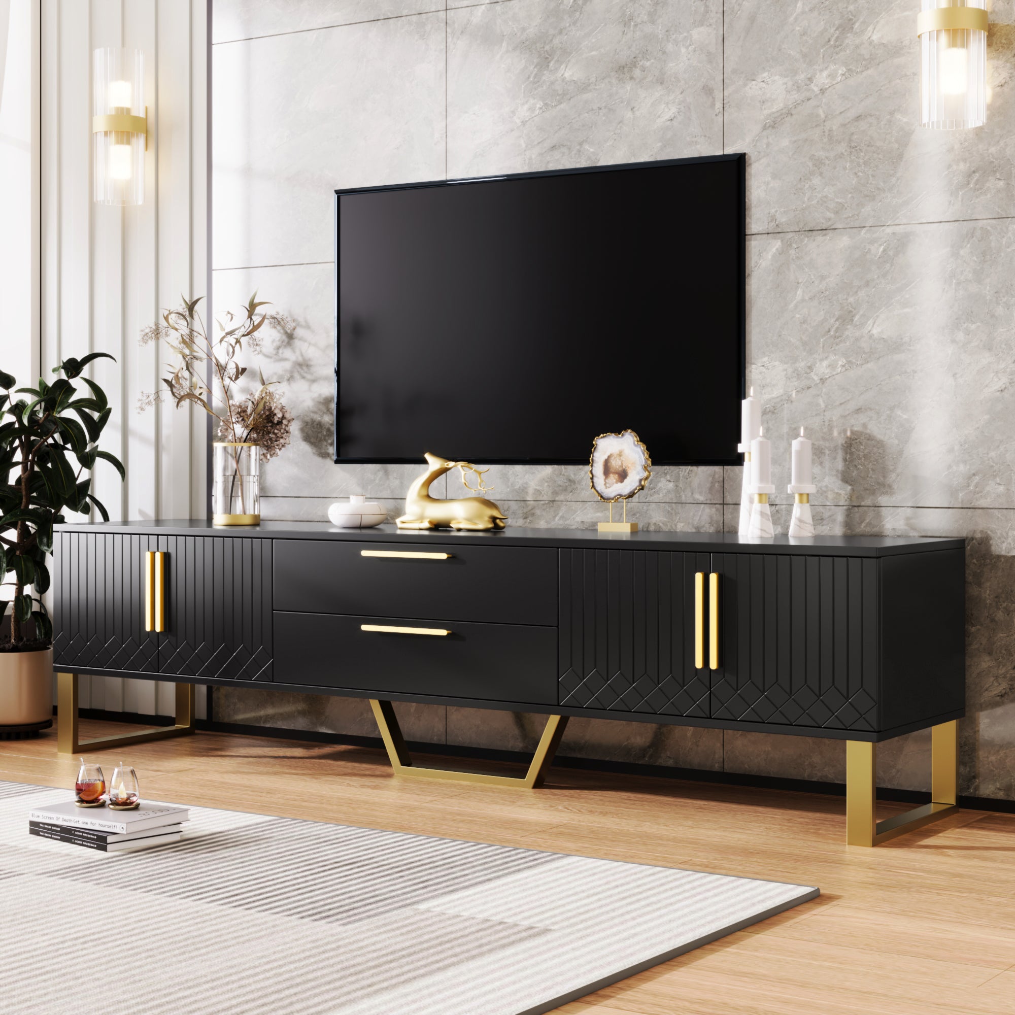 Azkoeesy Mobile TV da 175 cm, con 4 cassetti e 2 ante in