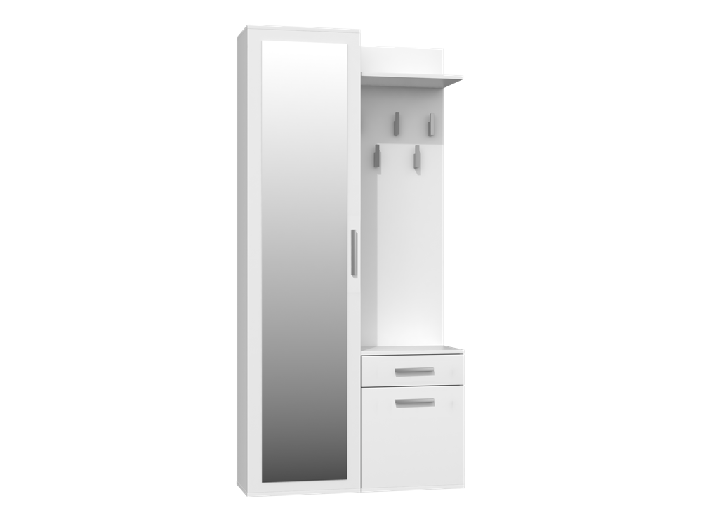 Vestiaire d'entrée complète avec deux armoires et porte-manteau mural&nbsp;UNO blanc mat meuble d'entrée 180 cm&nbsp; - 4