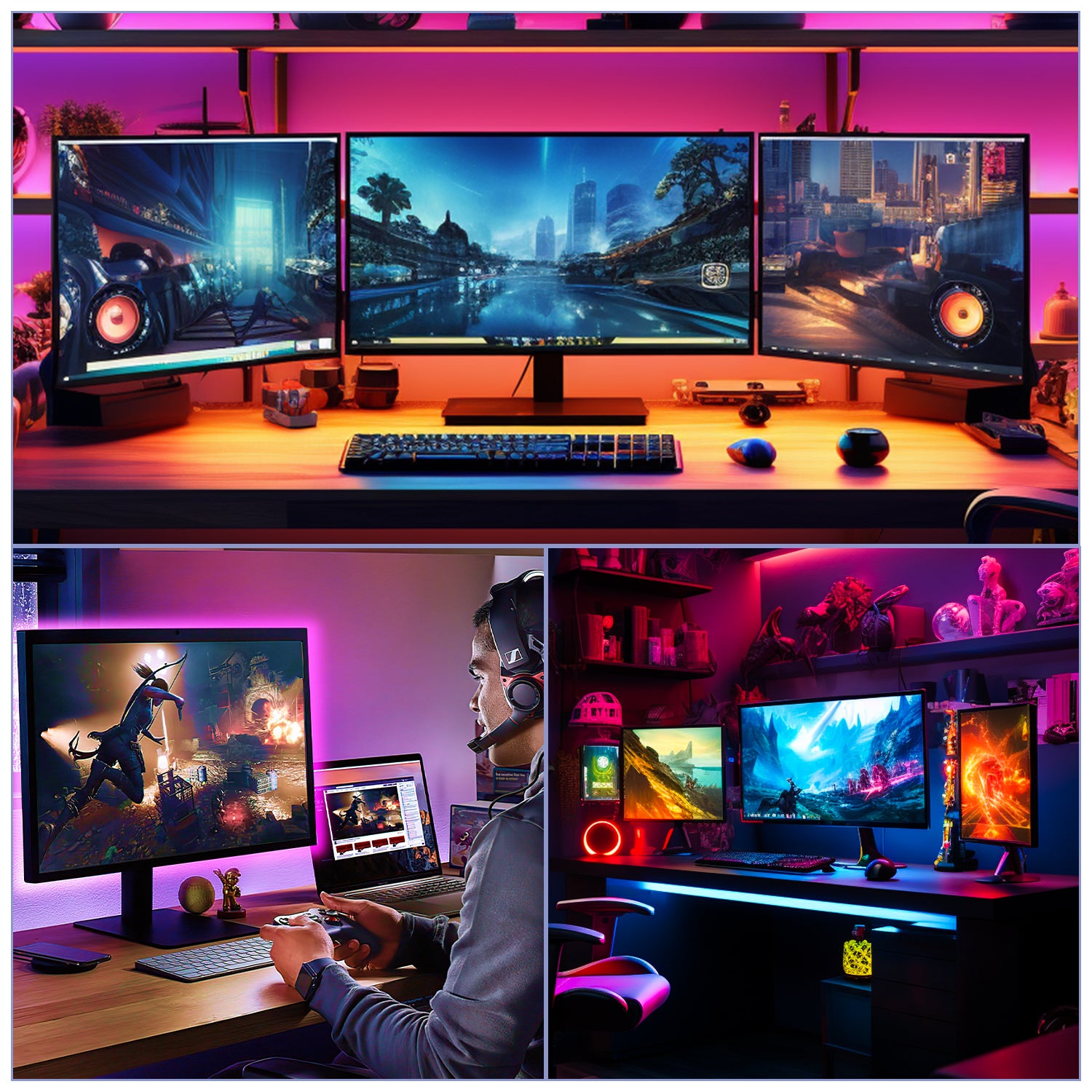 27 pouces Bande LED pour bureau de jeu Bande LED RGBIC pour écran PC Rétroéclairage PC Éclairage Led USB avec contrôle App - 5