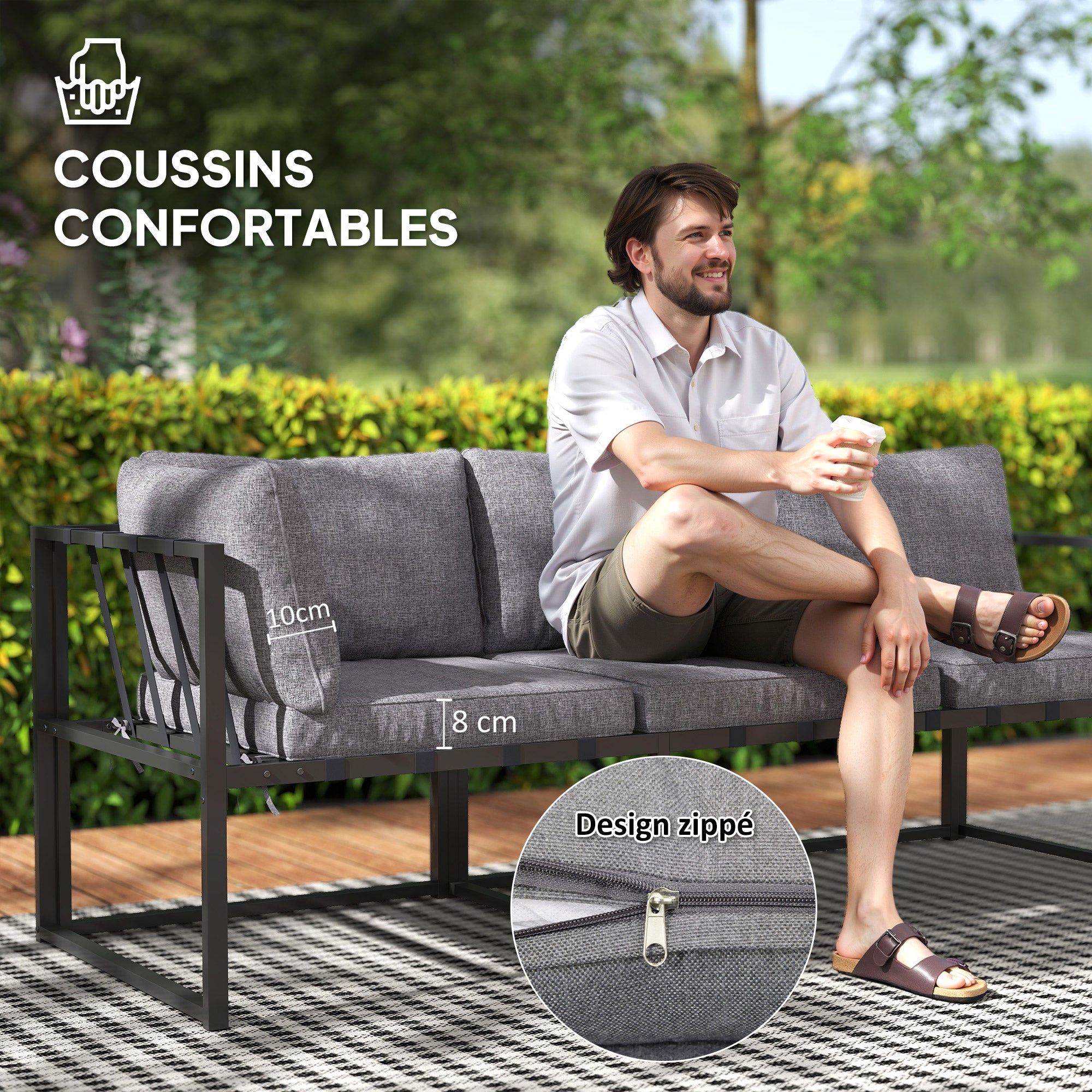 Salon de jardin extérieur Acier Outsunny - 5