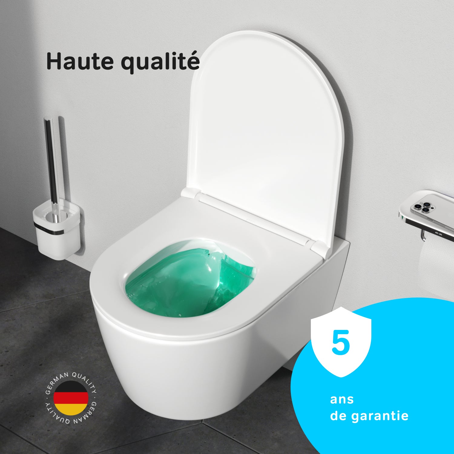 Pack WC suspendu bâti mural et cuvette Plaque Round Chrome Pack WC Bati-support AM.PM Func - 9