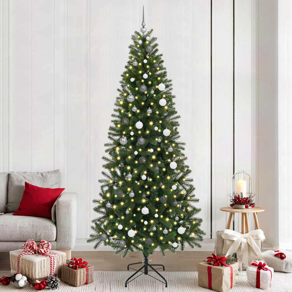 Sztuczna choinka z 300 diodami LED Zielony 240 cm PE i PVC