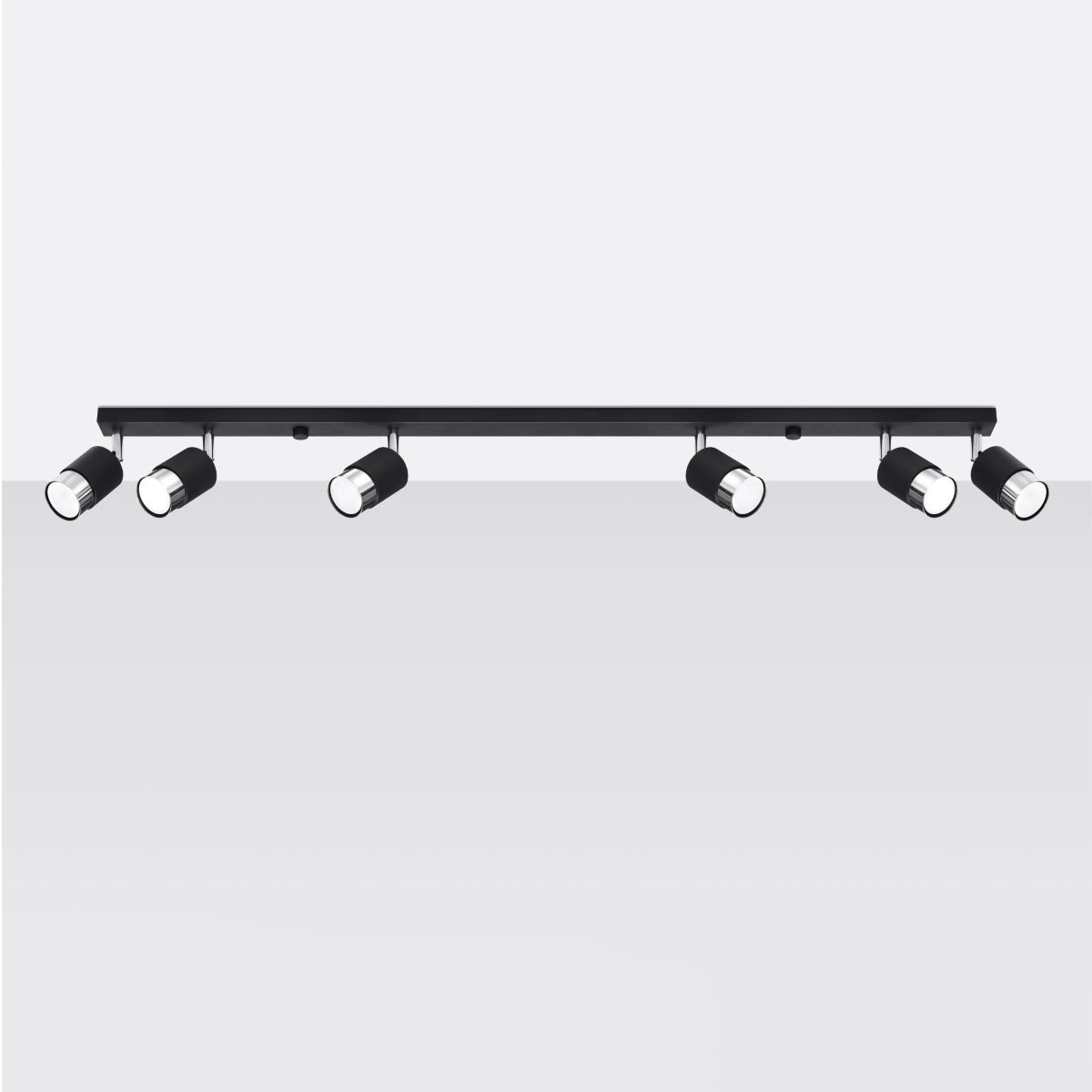 Plafon ALVOR 6 czarny/chrom LED 4000K - 117x5x18cm Sollux
