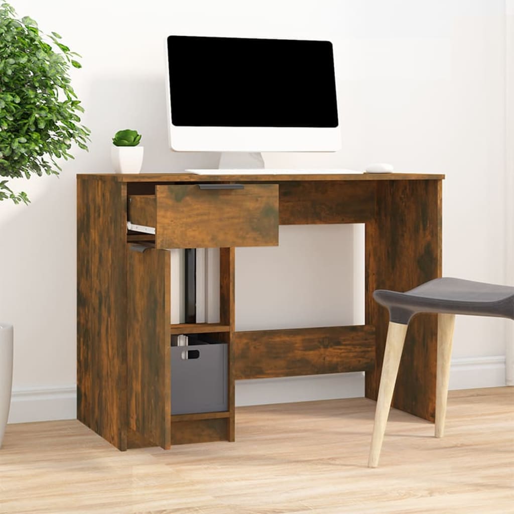 Bureau，Table de travail，Table d'étude Chêne fumé 100x50x75 cm Bois d'ingénierie CWV73393 - 3