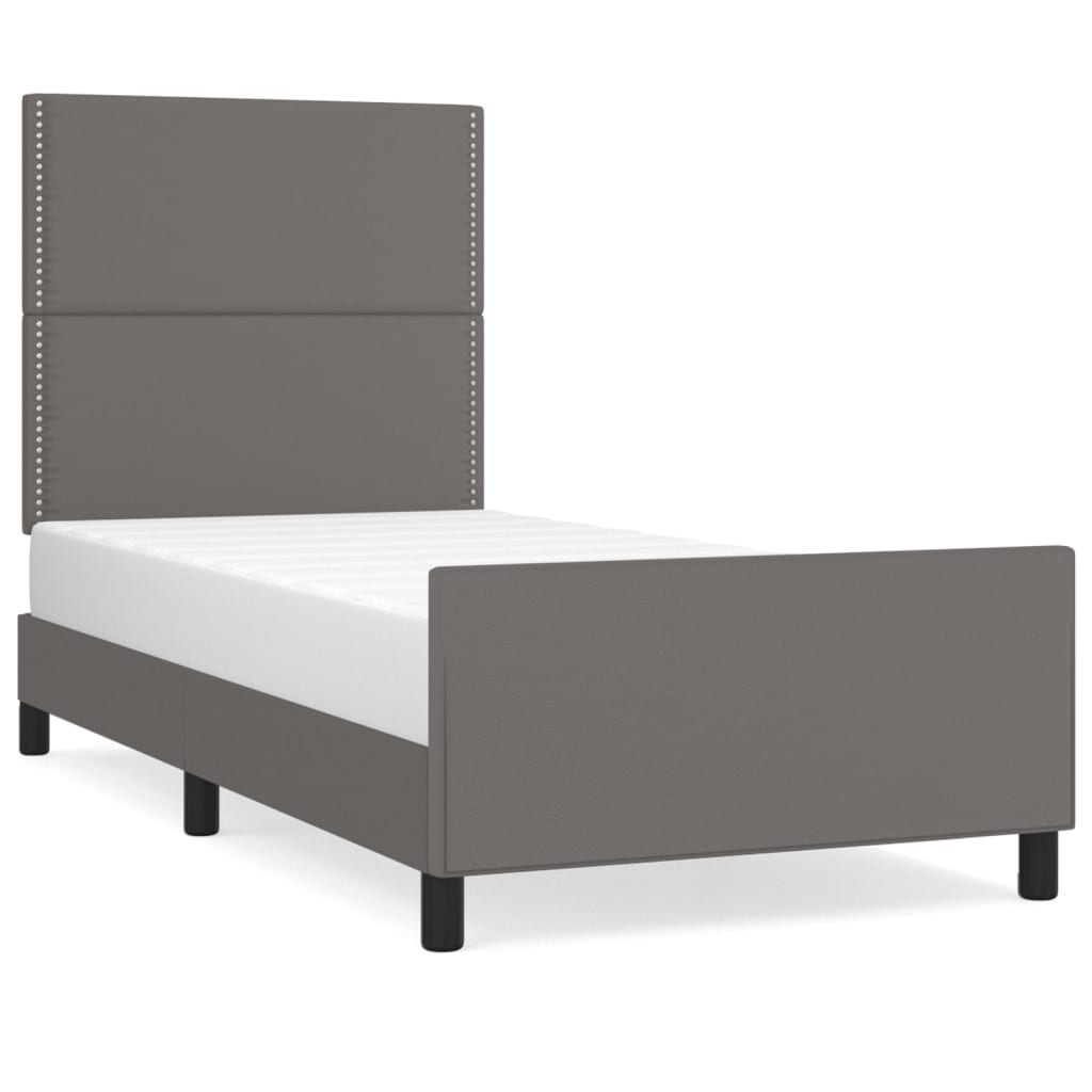 Cadre de lit sans matelas gris 100 x 200 cm similicuir - 2