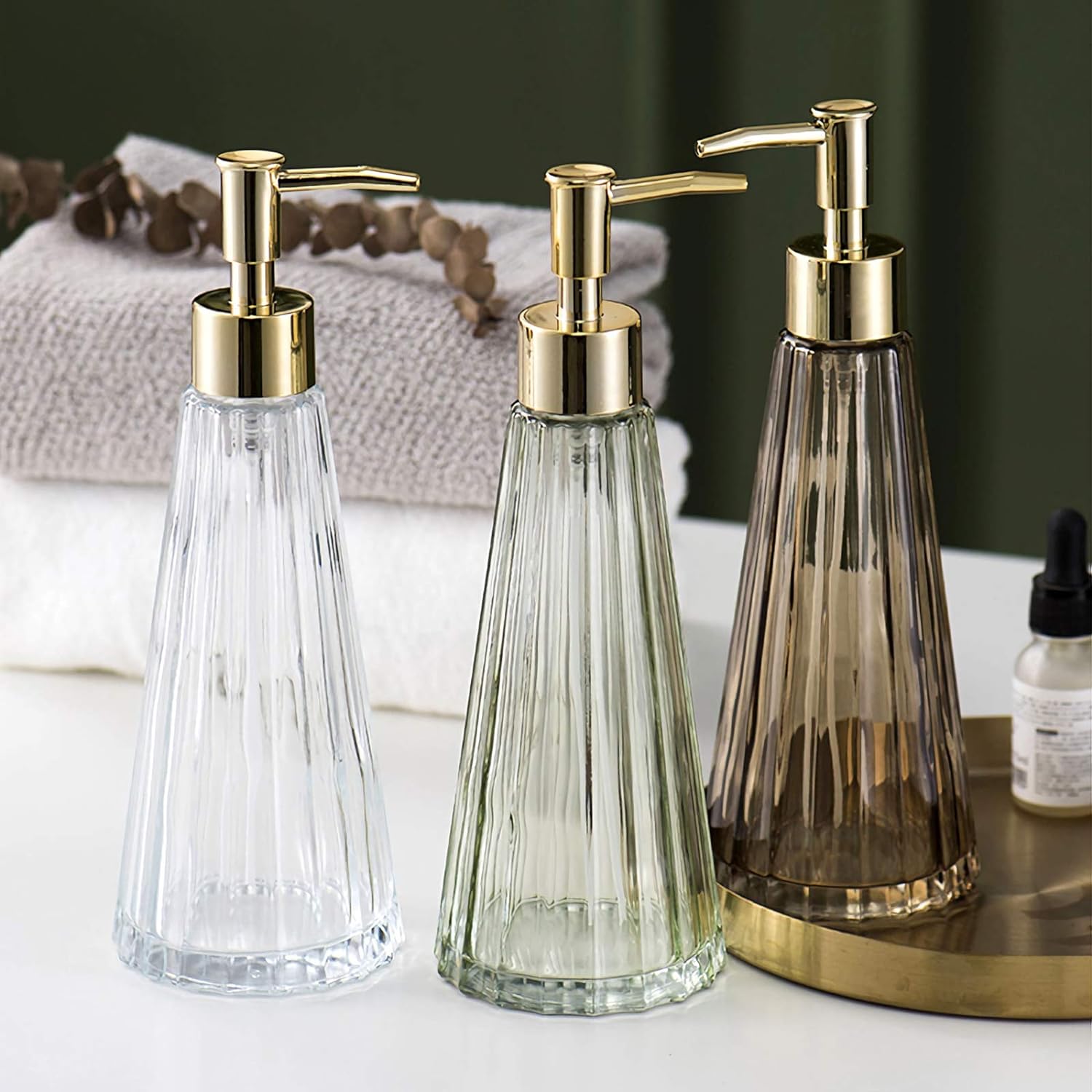 Set 2 Dispenser Sapone In Vetro 300ml - Ricaricabili Per Bagno E Cucina - Foto 4