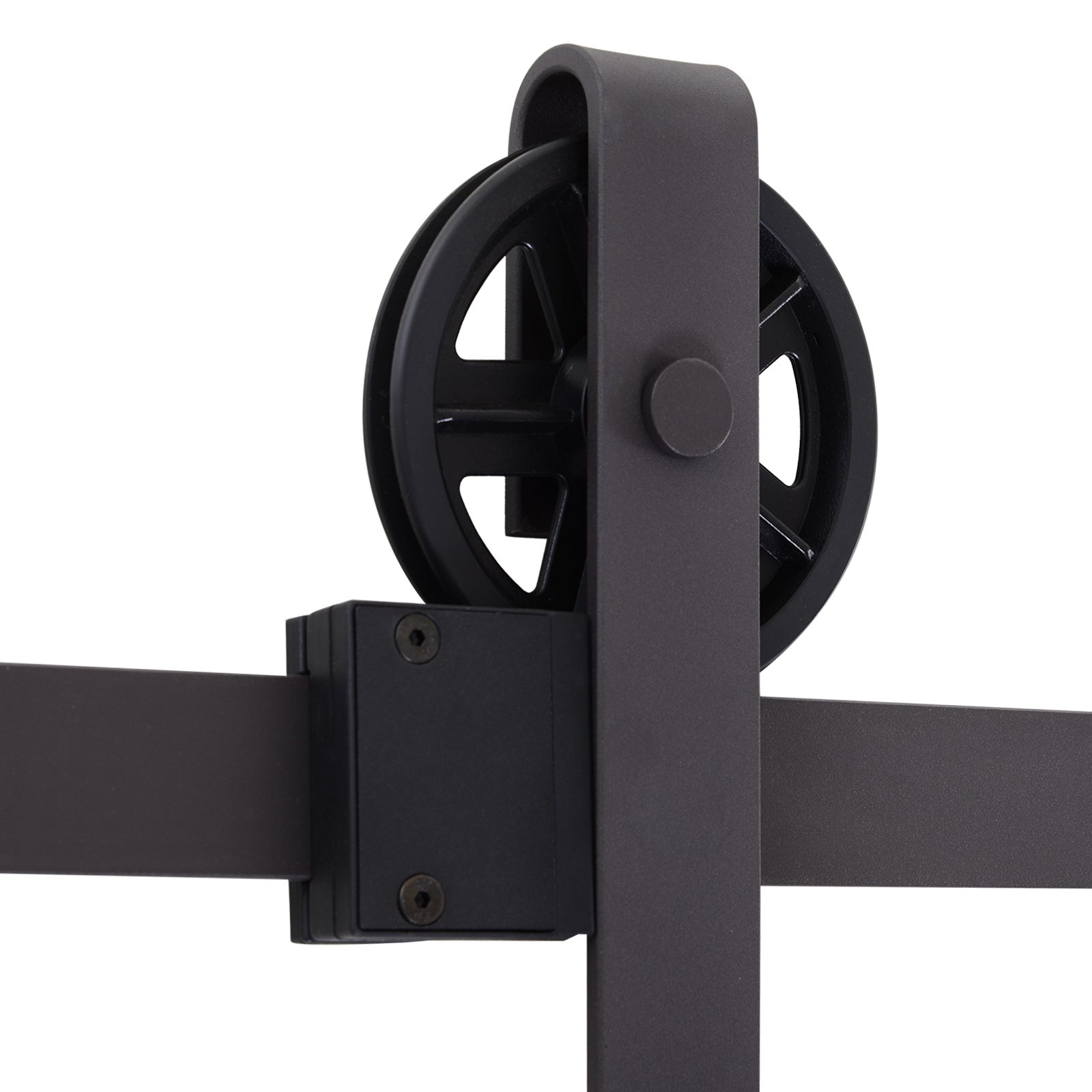 Kit rail porte coulissante 183 cm en acier carbone – Système complet avec roulettes, butées et vis, style rustique - 7