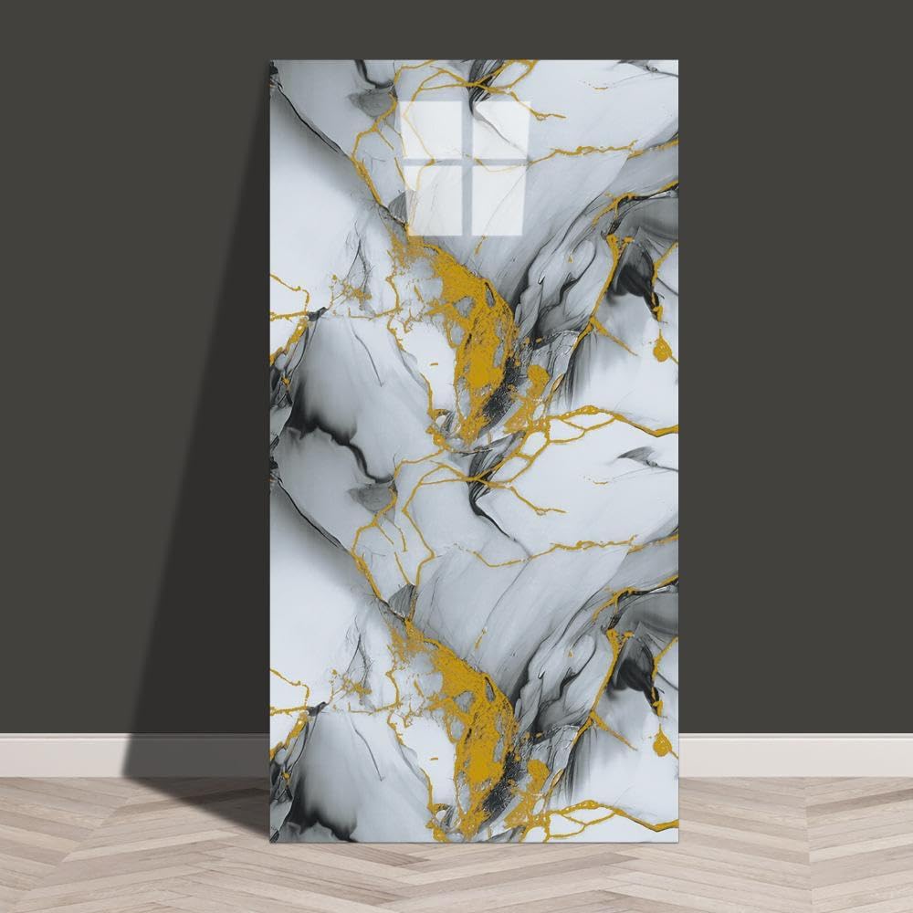 Zestaw 10 samoprzylepnych tapet, styl współczesny, wodoodporne, efekt marmuru, 30 x 60 cm, biało-czarne