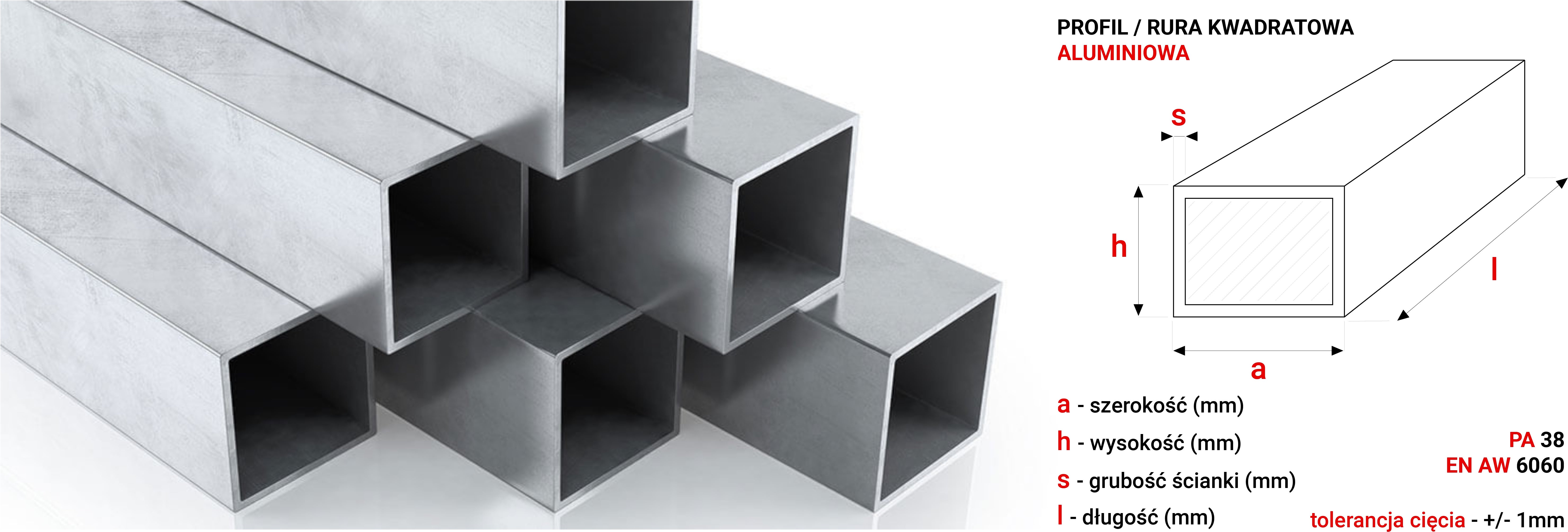 Profil Aluminiowy 20x20x3 mm 290 cm Rura Kwadratowa Aluminium Na wymiar - 3