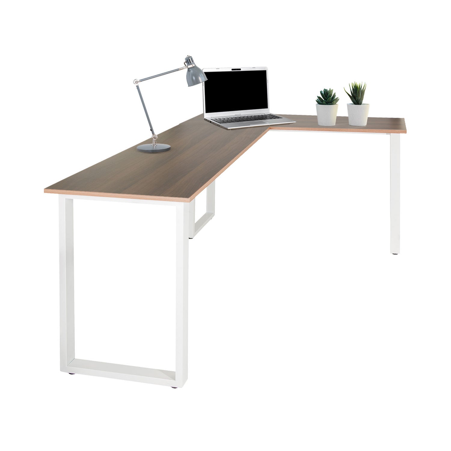 Biurka narożne WORKSPACE BASIC I Orzech włoski / biały hjh OFFICE