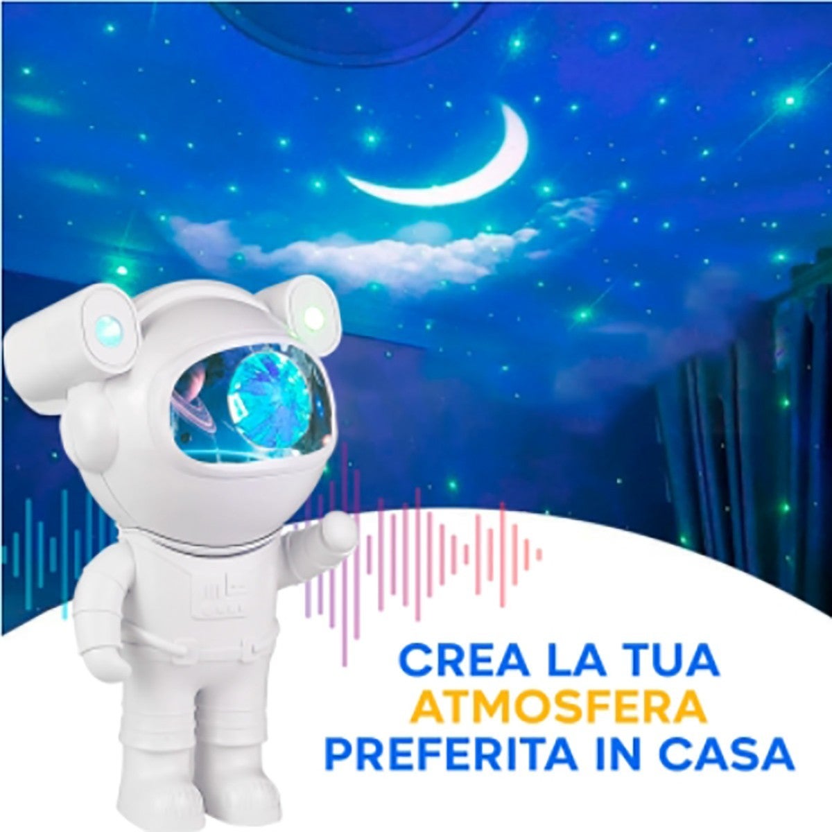 Proiettore Galaxy Astronauta Con Telecomando – Luce Notturna A Nebulosa, Rotazione 360°, Alimentazione USB