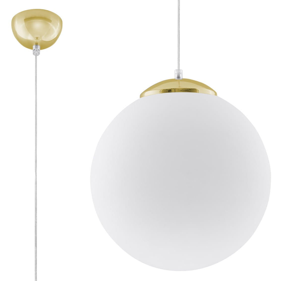 Lampa sufitowa wisząca Ugo złoto-biała 1xE27x60W wym: 80 x 30 x 30 cm szkło Sollux Lighting